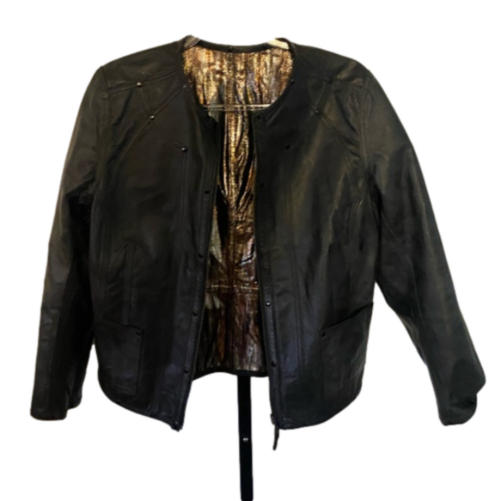 Chicos Reversible Leather Jacket Size Medium